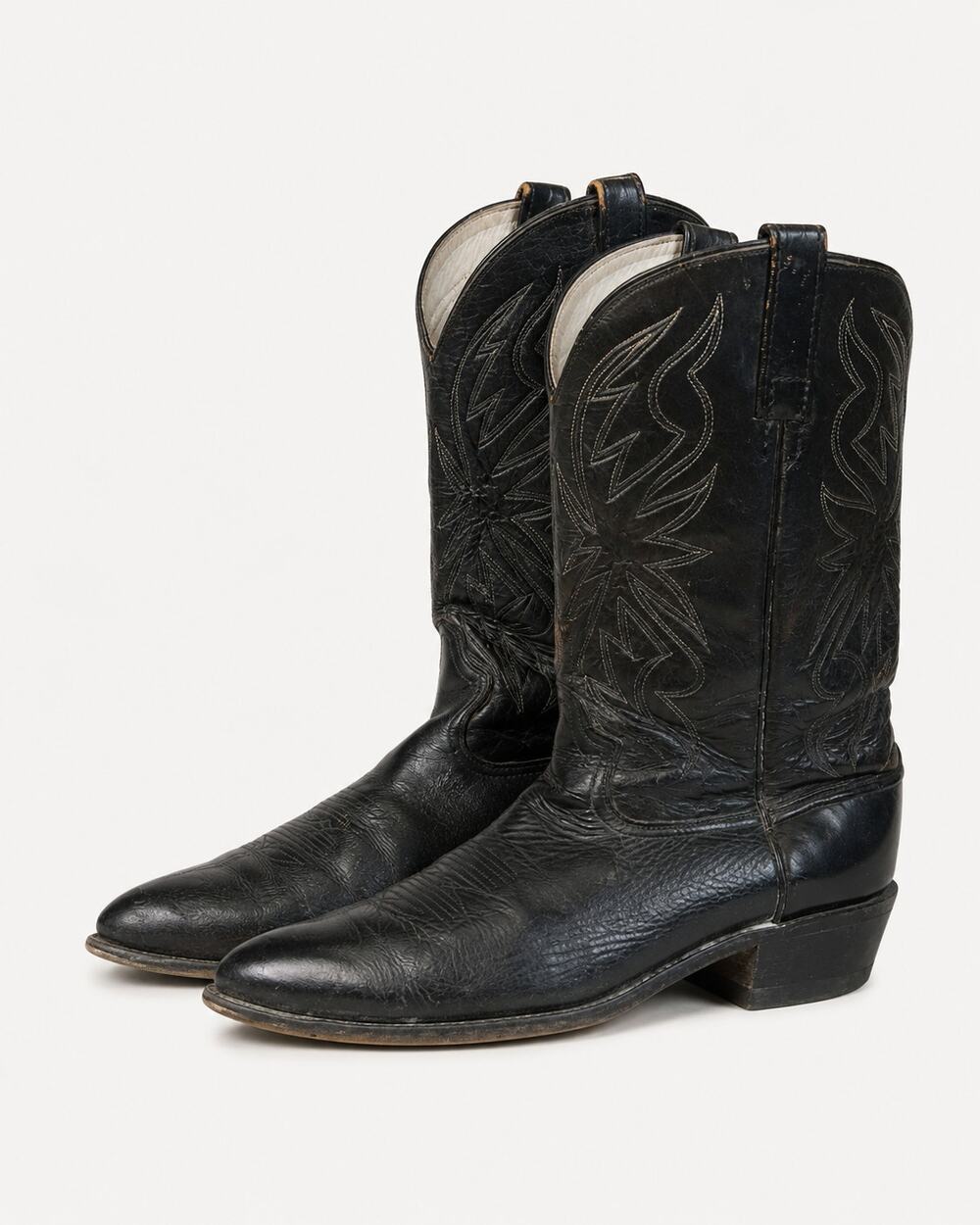 Vintage 1979 Acme 4710 Black Leather Cowboy Western Boots SIZE 11 D